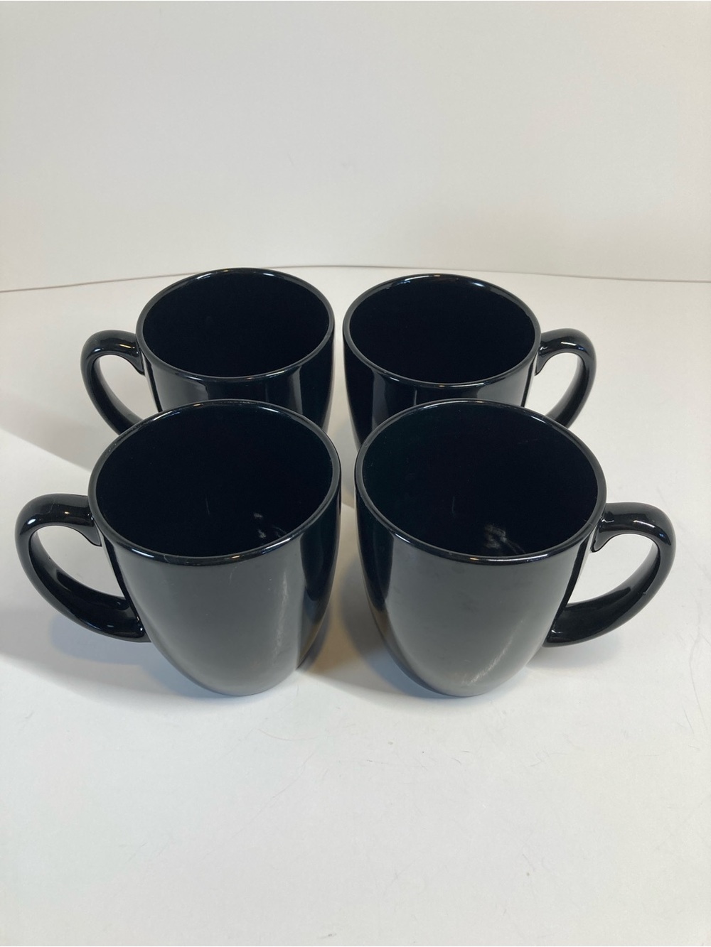 Corelle Stoneware Coffee Mug Set of 4 Black Cups 12oz
